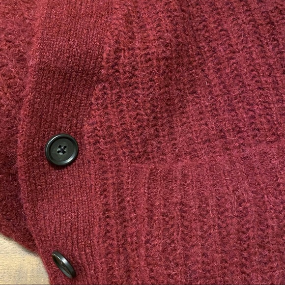 ALC A.L.C Cleveland Burgundy red knit button up v-neck cardigan sweater pockets - Picture 11 of 16